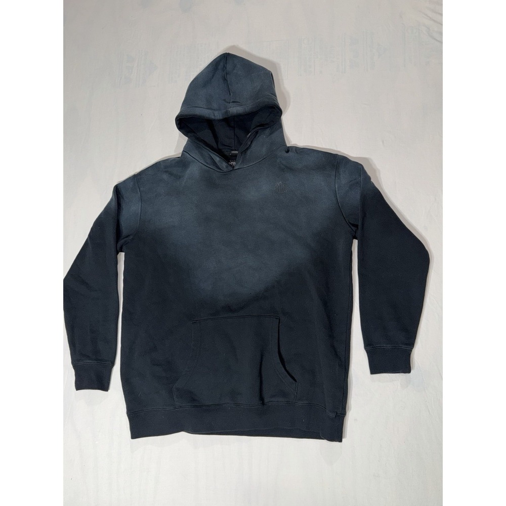 Ninth Hall Fundamentals Hoodie Mens L Black Oversized Sweatshirt Ombre Wash